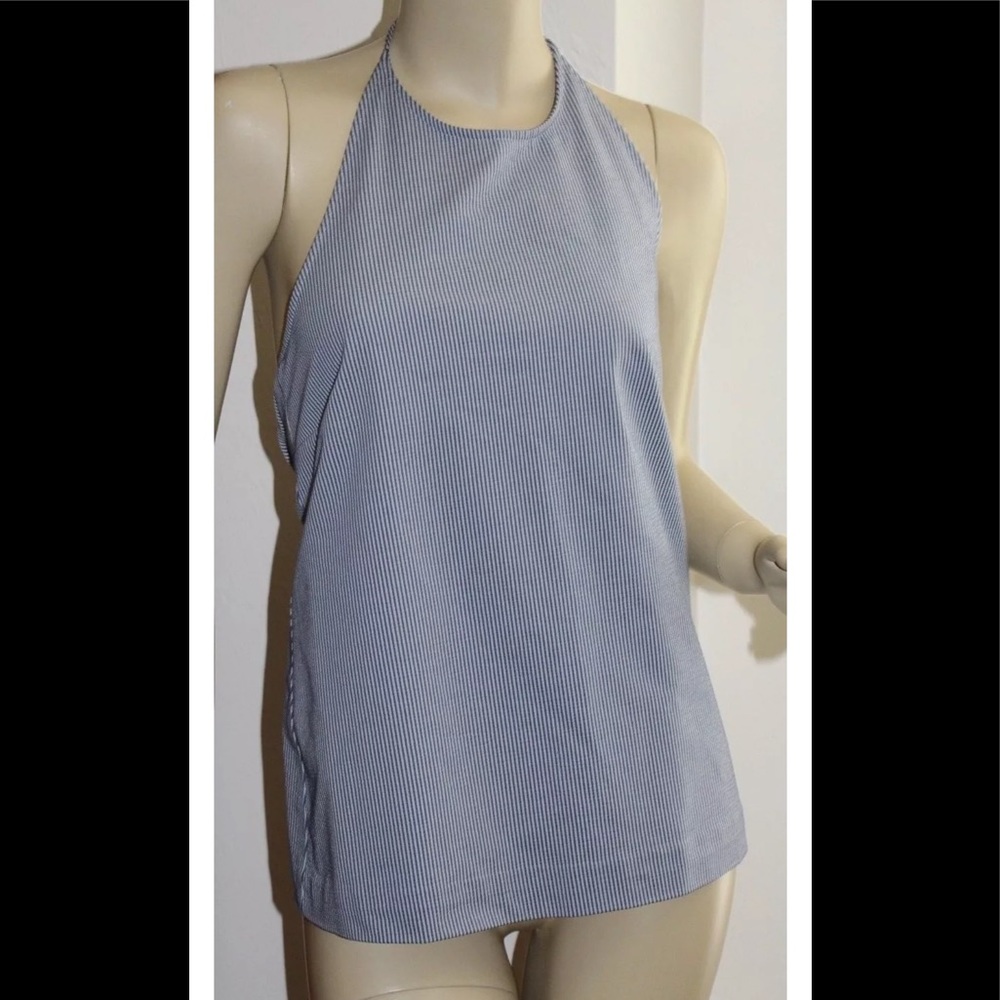 THEORY ONDREA R Blue White Soft Seersucker Top NWT